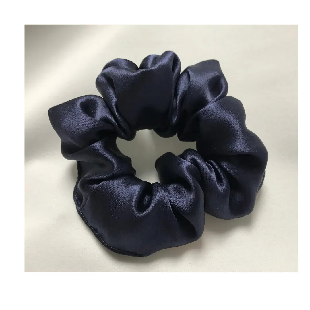 Dark Blue Silk Scrunchies Large