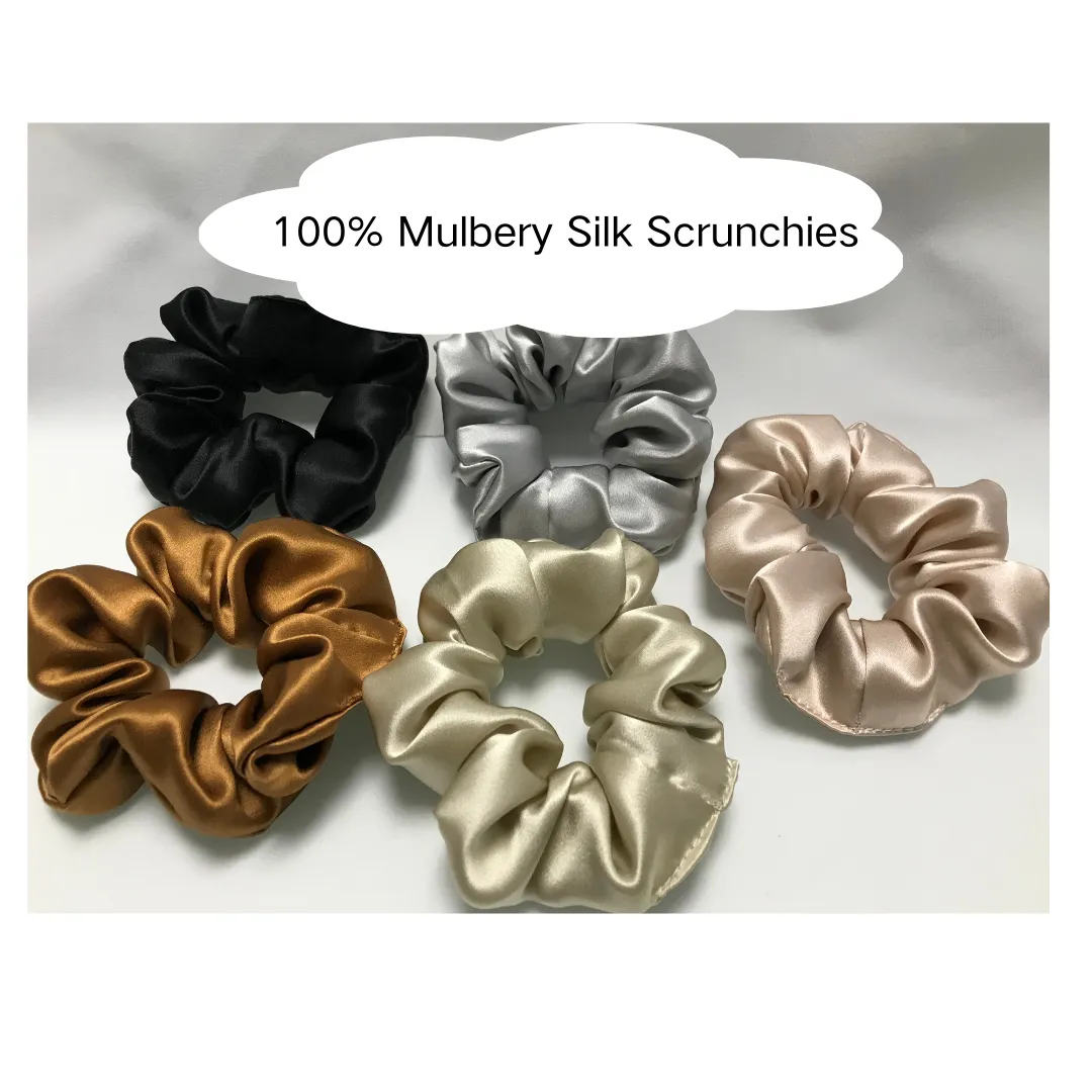 Dark Blue Silk Scrunchies Large