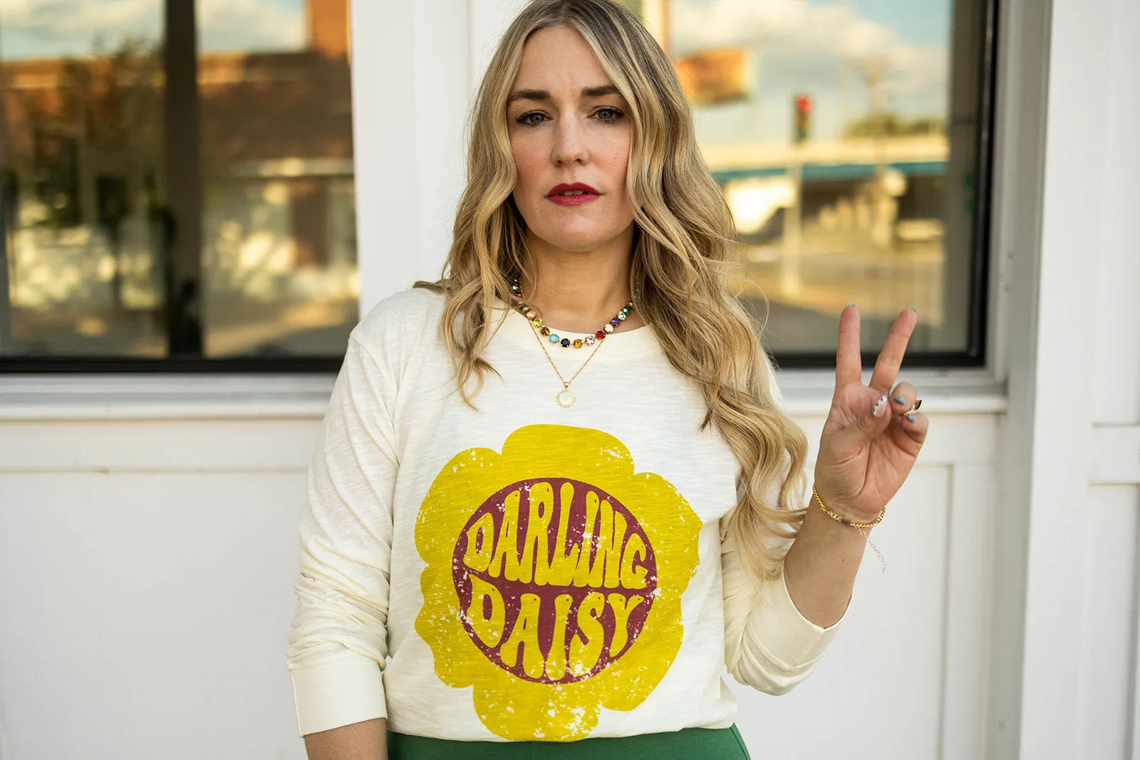 darling daisy slub long sleeve top