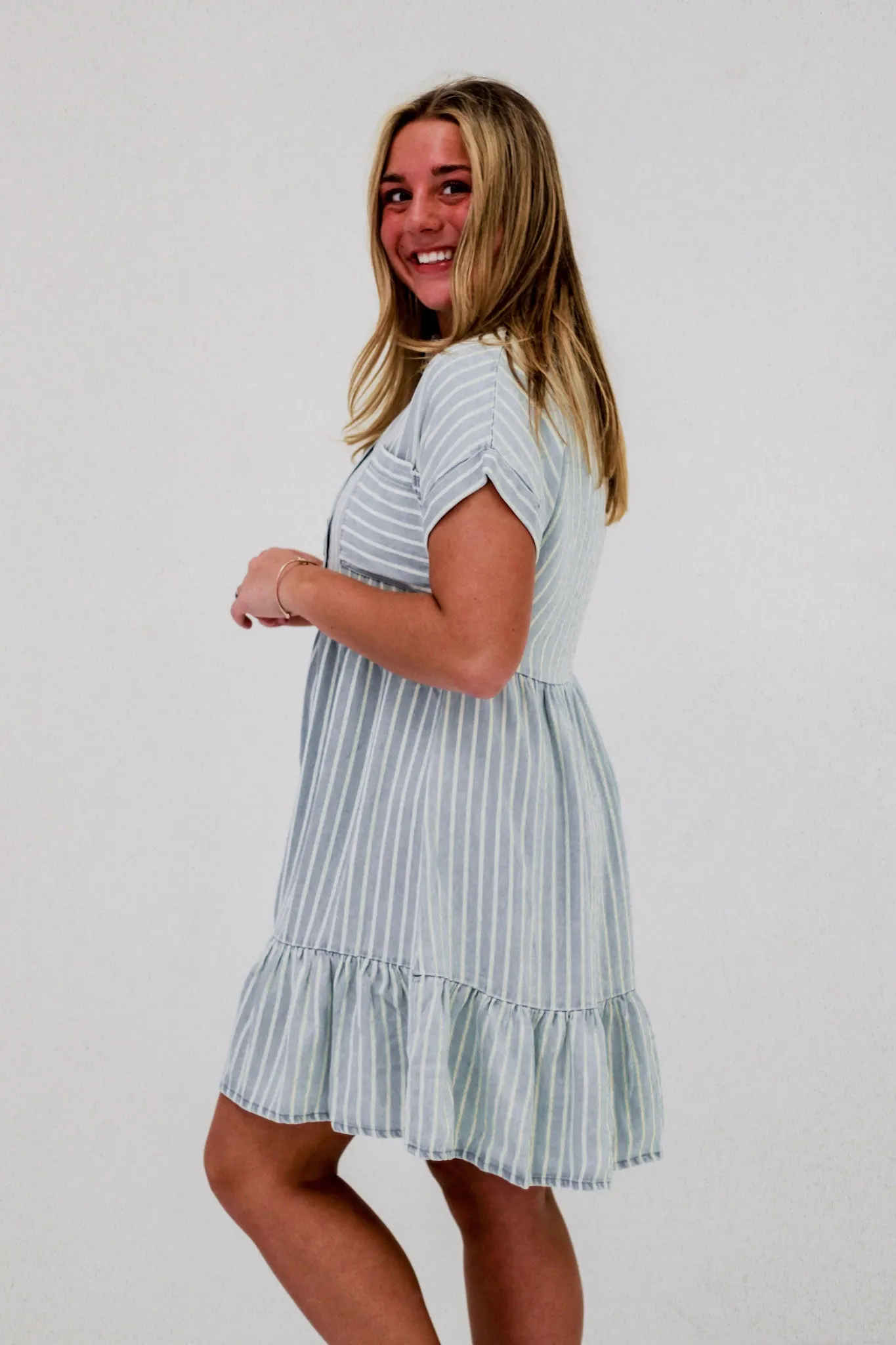 Daydreamer Striped Denim Dress