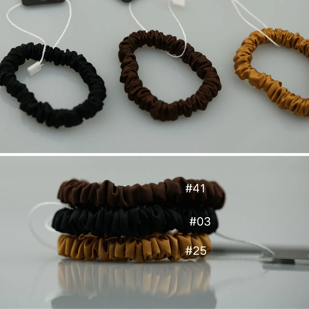 Deep Coffee silk scrunchies mini
