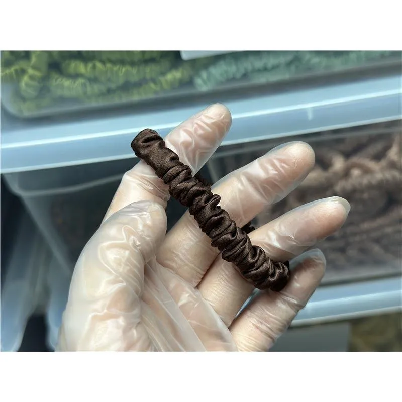 Deep Coffee silk scrunchies mini