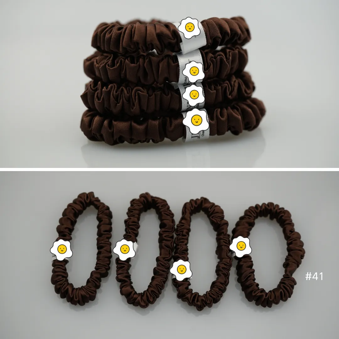 Deep Coffee silk scrunchies mini