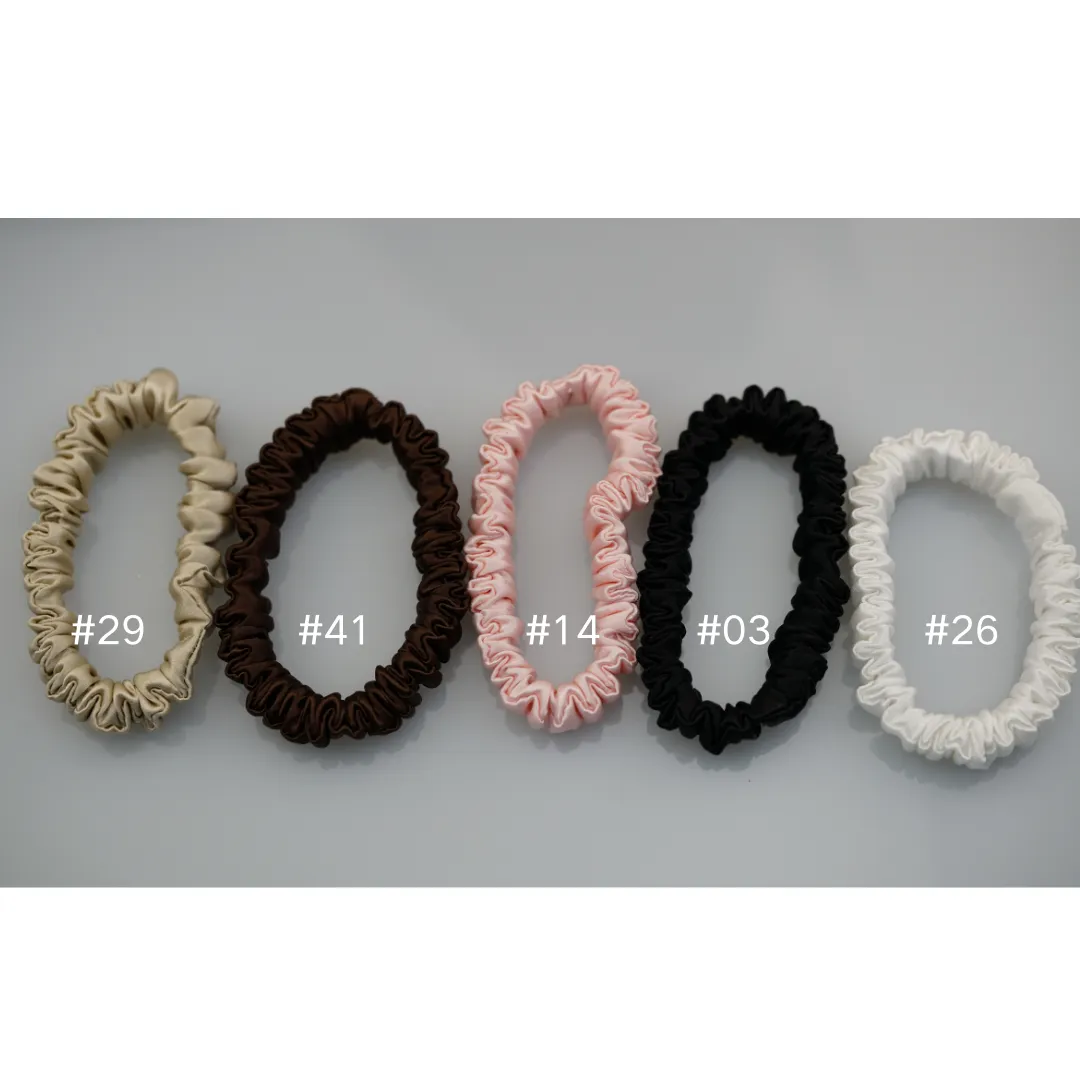 Deep Coffee silk scrunchies mini