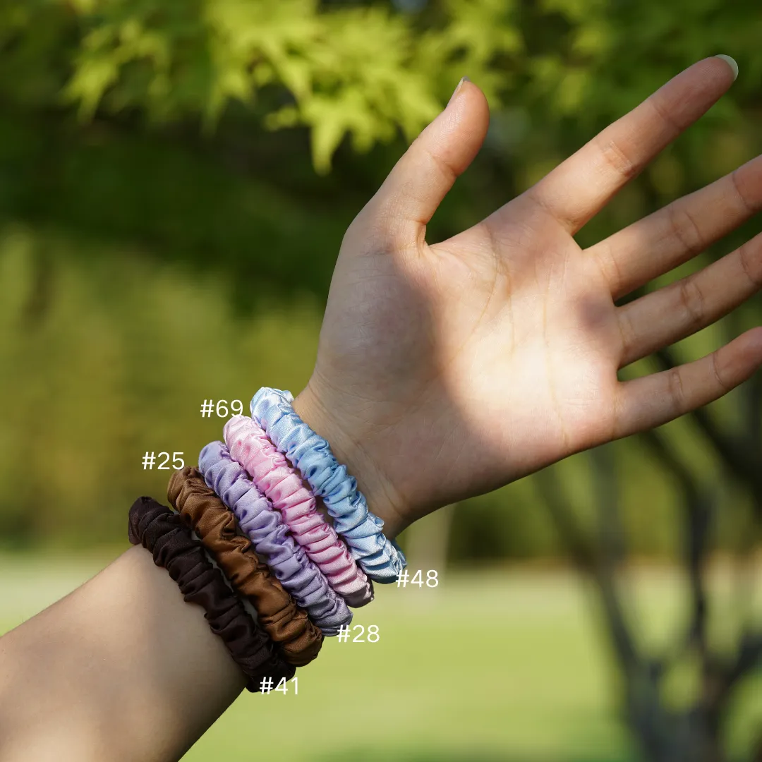 Deep Coffee silk scrunchies mini
