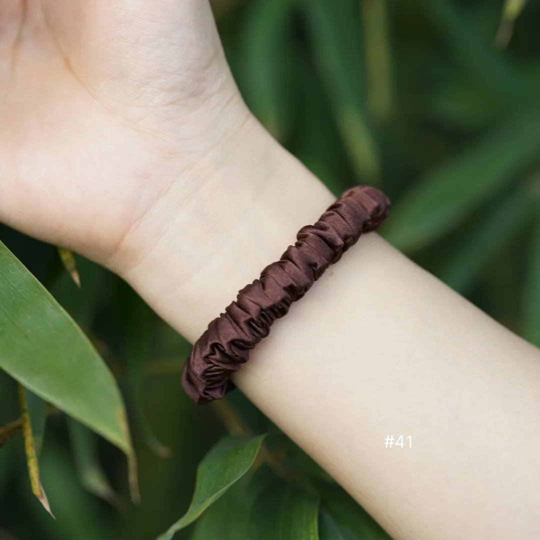 Deep Coffee silk scrunchies mini