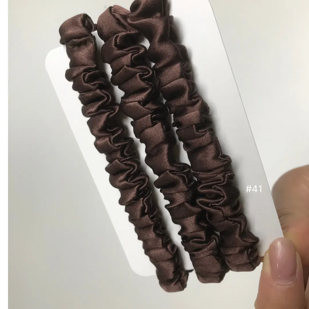 Deep Coffee silk scrunchies mini