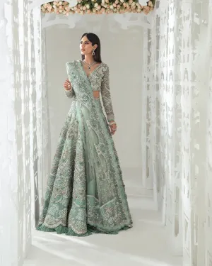 Designer Bridal Embellished Aqua Lehenga For Wedding Wear