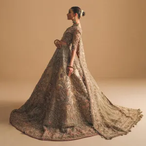 Designer Indian Bridal Wear Peach Gold Lehenga Choli Dress
