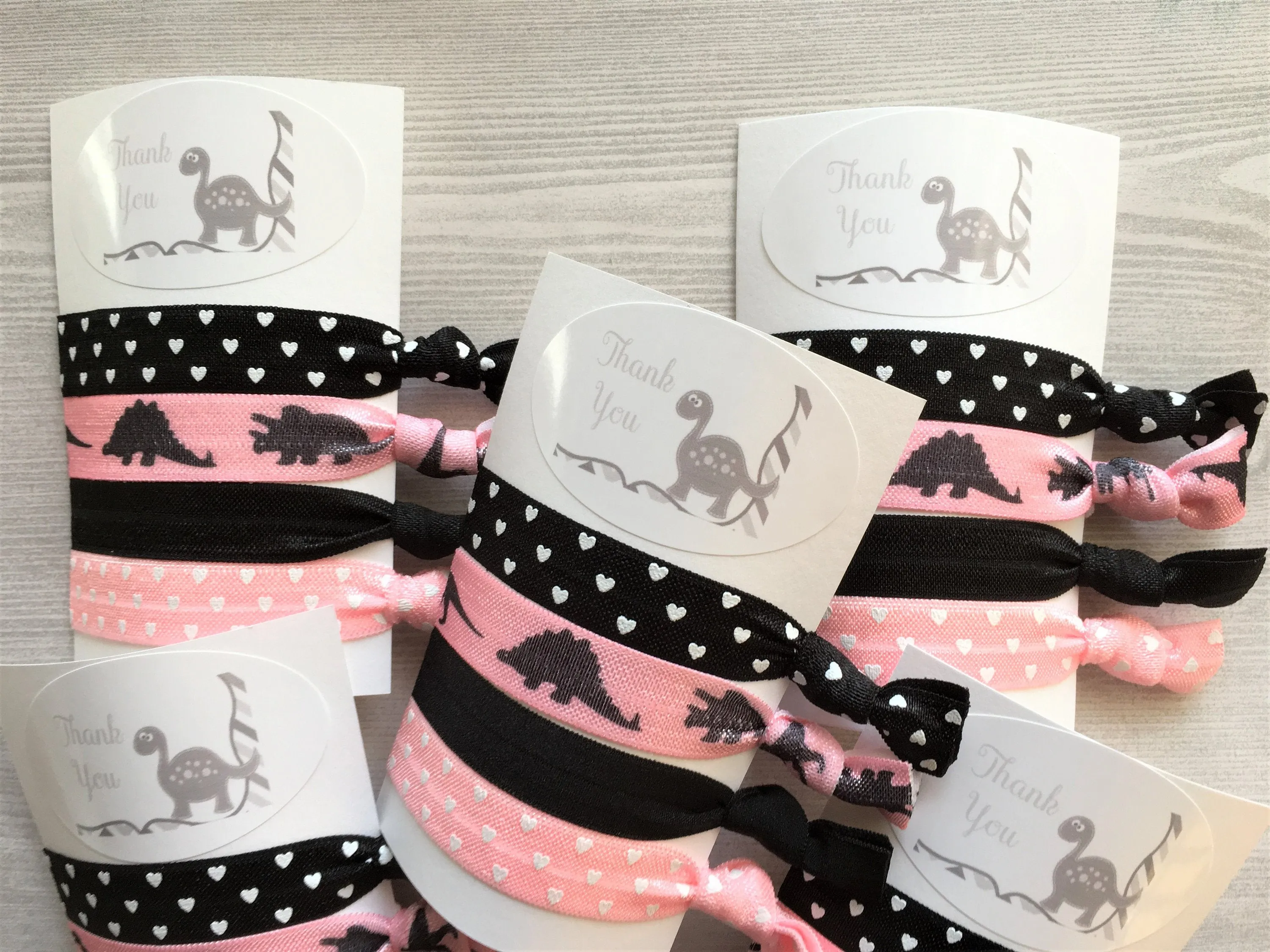 Dinosaur Hair Ties, Set of 5 Cards