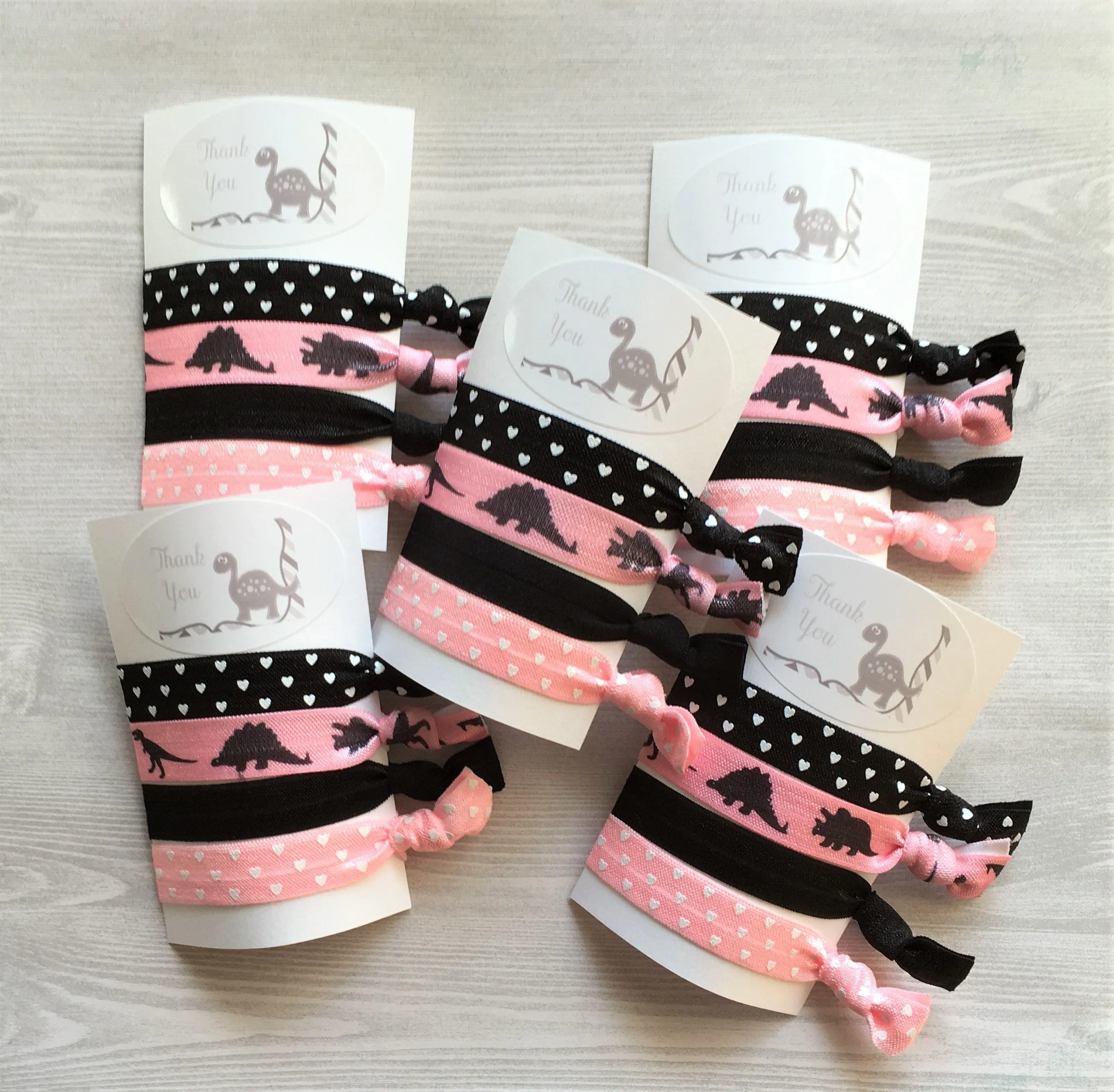 Dinosaur Hair Ties, Set of 5 Cards