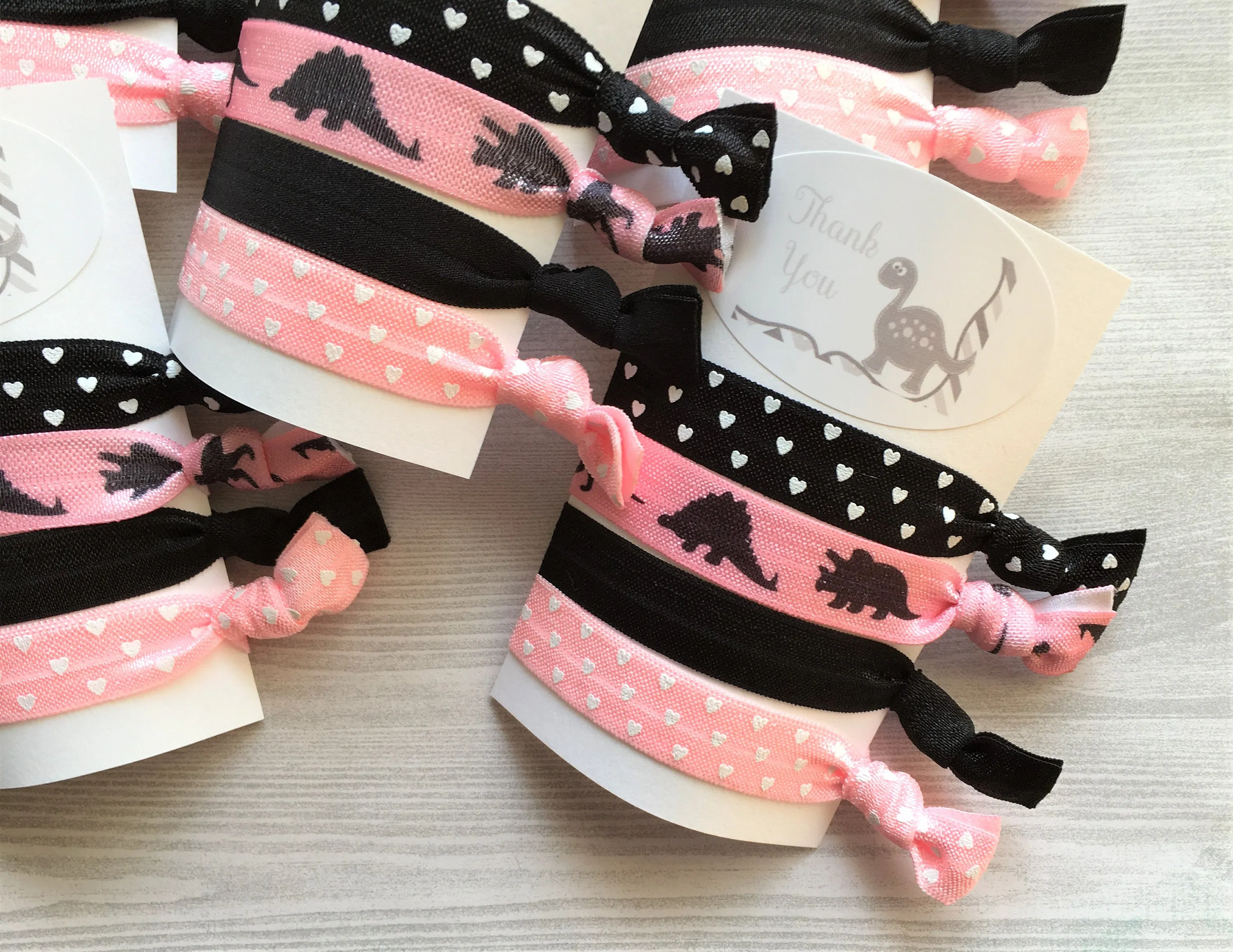 Dinosaur Hair Ties, Set of 5 Cards