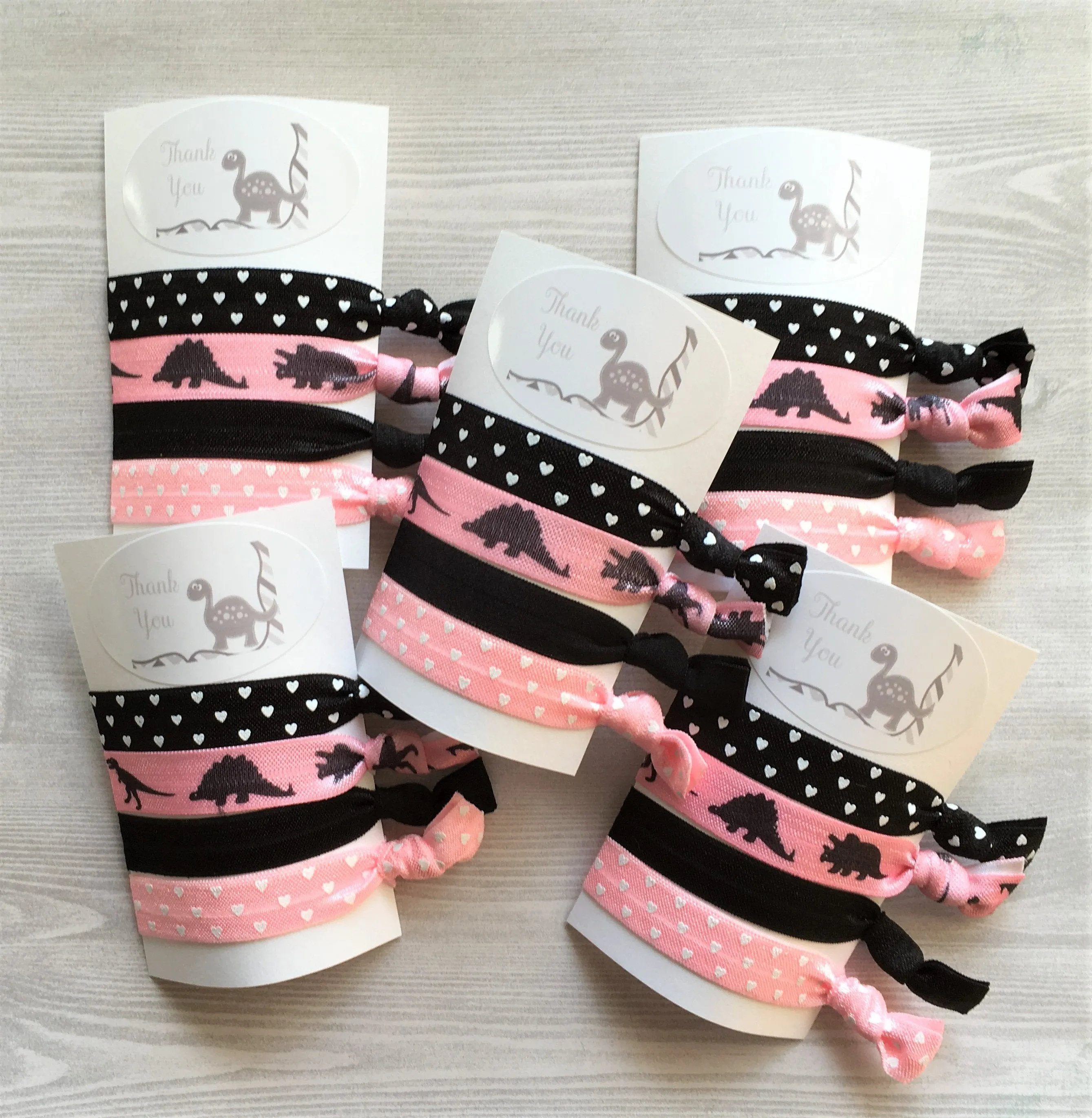 Dinosaur Hair Ties, Set of 5 Cards