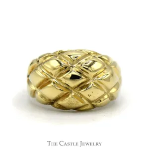 Dome Ring With Pattern In 10KT Yellow Gold