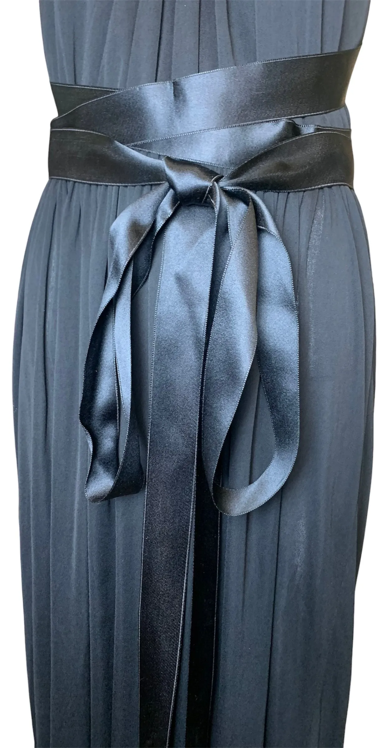 Donald Brooks '70s Black Jersey Halter Gown with Satin Ties