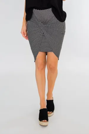 Double Layer Striped Skirt- Black & White