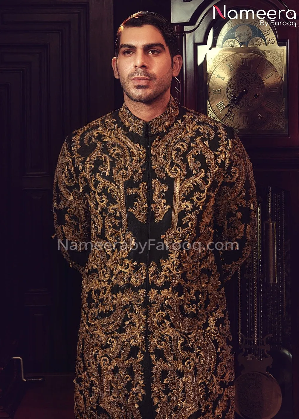 Dulha Sherwani 2021 for Wedding in Black Color #GR20