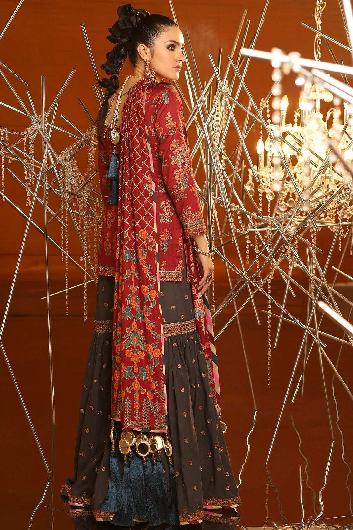 Eid Gharara Suit in Maroon Color #N9006