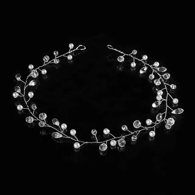 Elegant Bridal Hair Accessory Made With Faux Crystal And Pearls