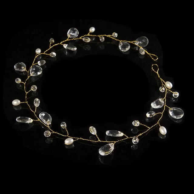 Elegant Bridal Hair Accessory Made With Faux Crystal And Pearls