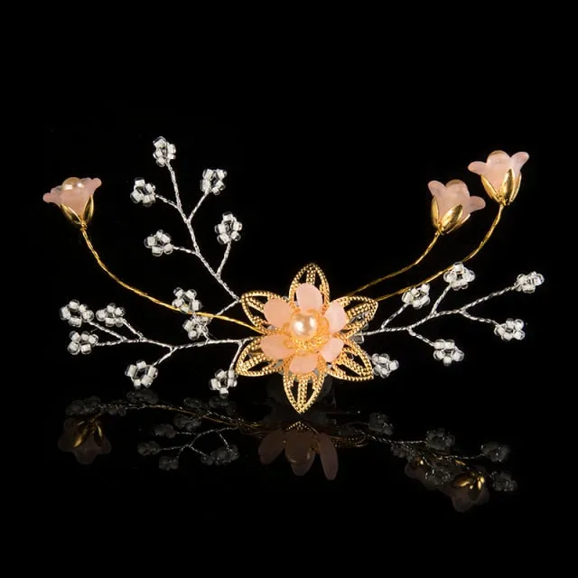Elegant Bridal Hair Accessory Made With Faux Crystal And Pearls