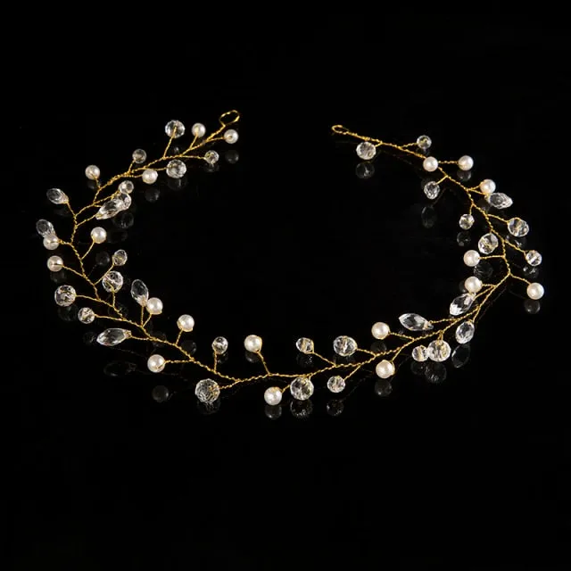 Elegant Bridal Hair Accessory Made With Faux Crystal And Pearls