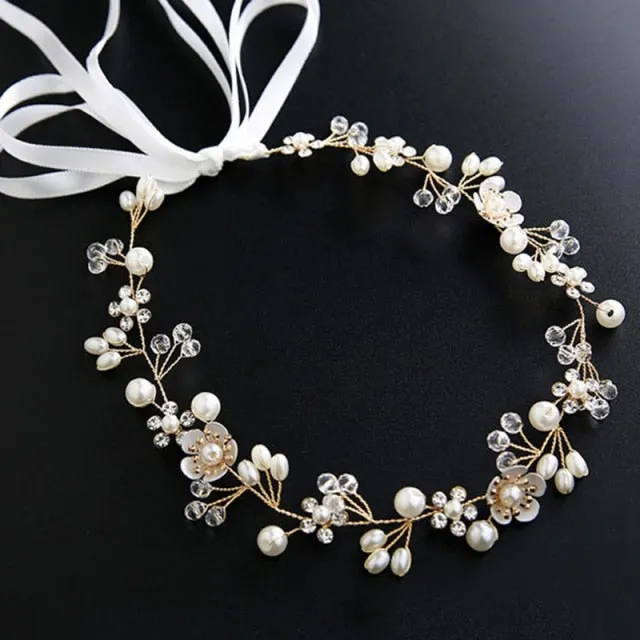 Elegant Bridal Hair Accessory Made With Faux Crystal And Pearls