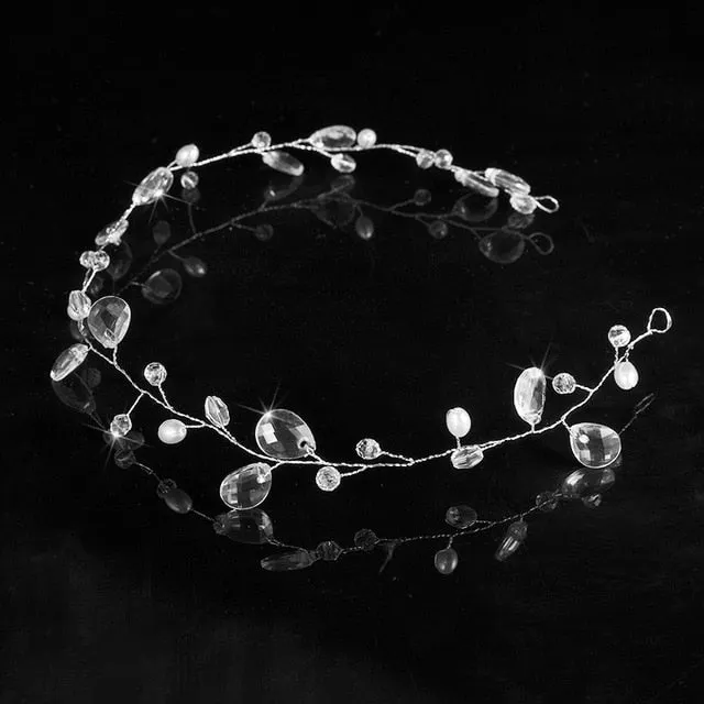 Elegant Bridal Hair Accessory Made With Faux Crystal And Pearls