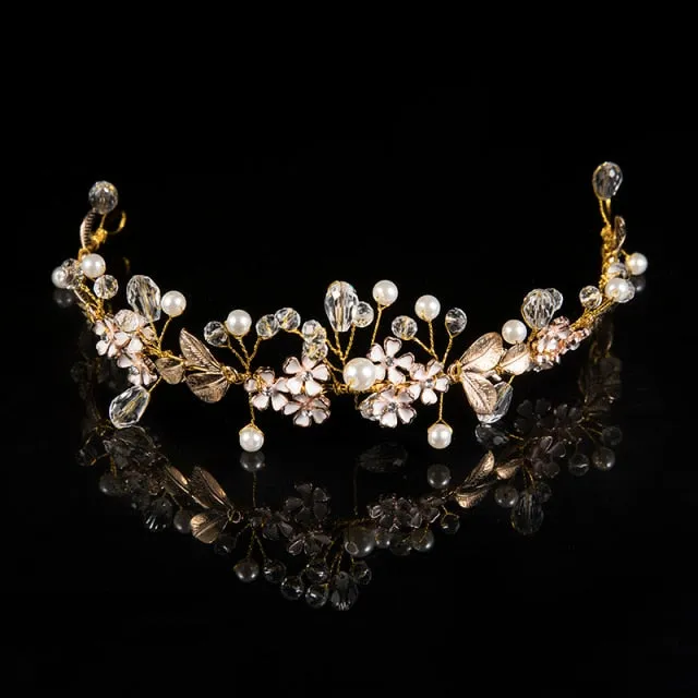 Elegant Bridal Hair Accessory Made With Faux Crystal And Pearls