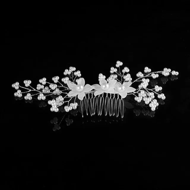 Elegant Bridal Hair Accessory Made With Faux Crystal And Pearls