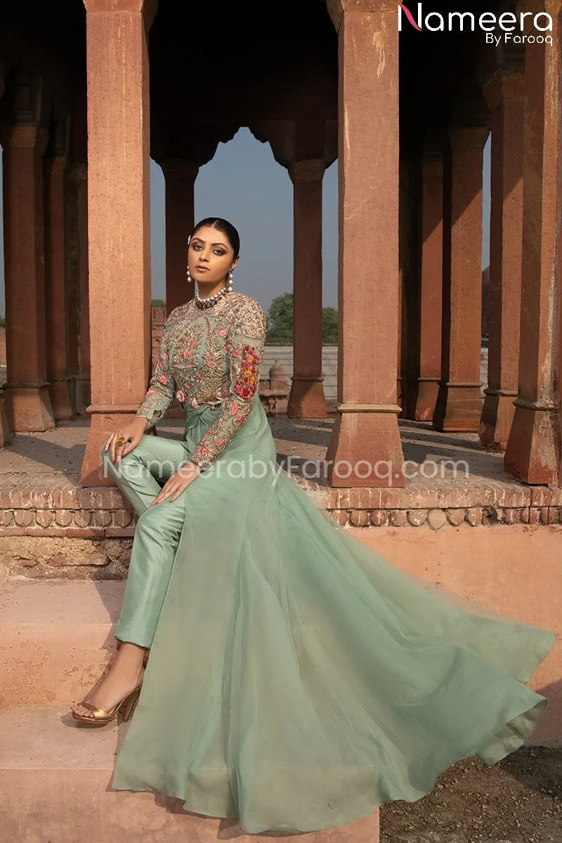 Elegant Floor Length Pakistani Net Gown Dresses #BS169
