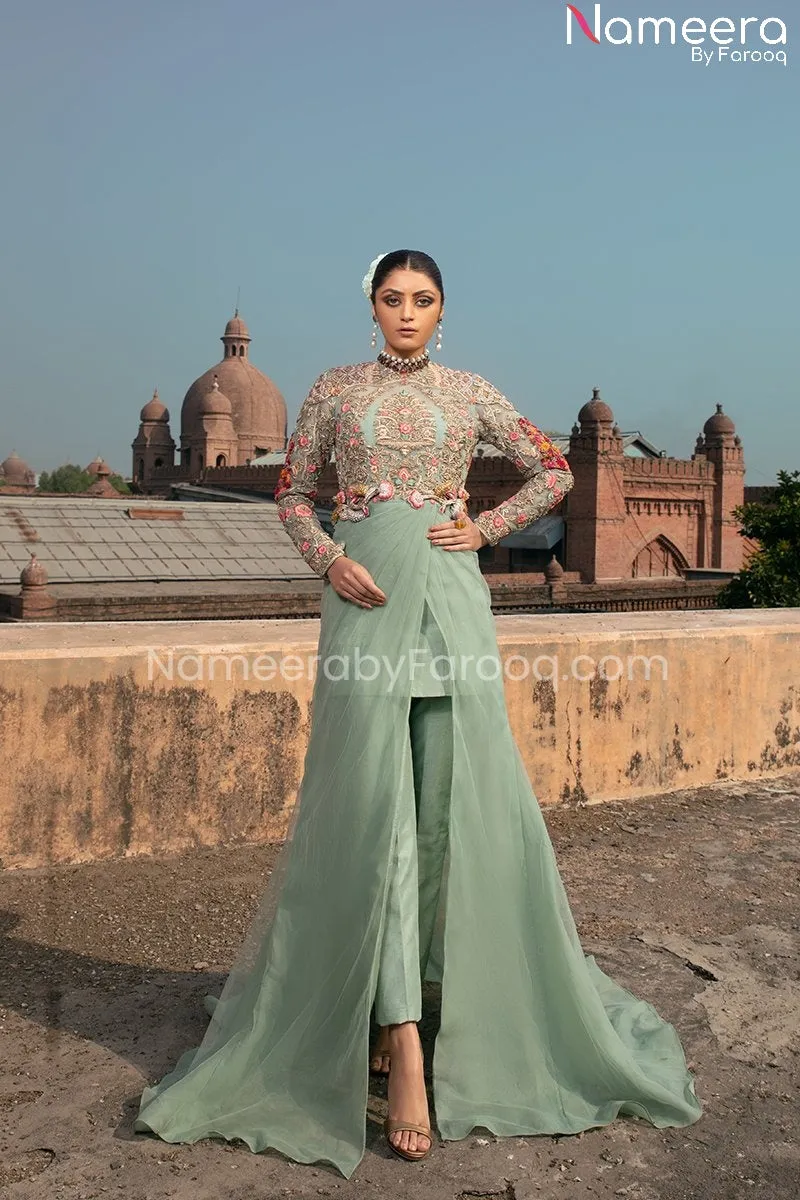 Elegant Floor Length Pakistani Net Gown Dresses #BS169