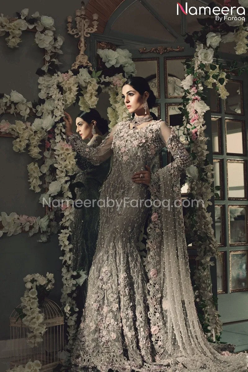 Elegant Grey Pakistani Bridal Maxi Online 2021 #BS78
