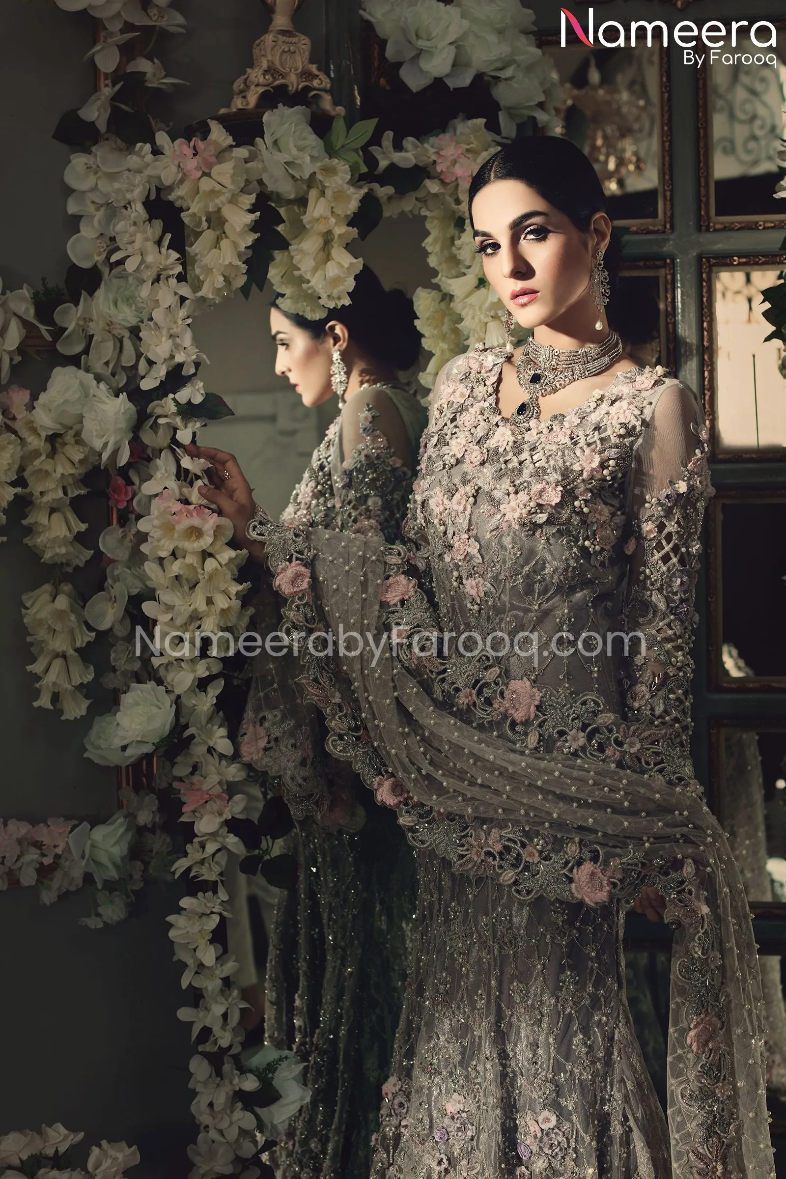 Elegant Grey Pakistani Bridal Maxi Online 2021 #BS78
