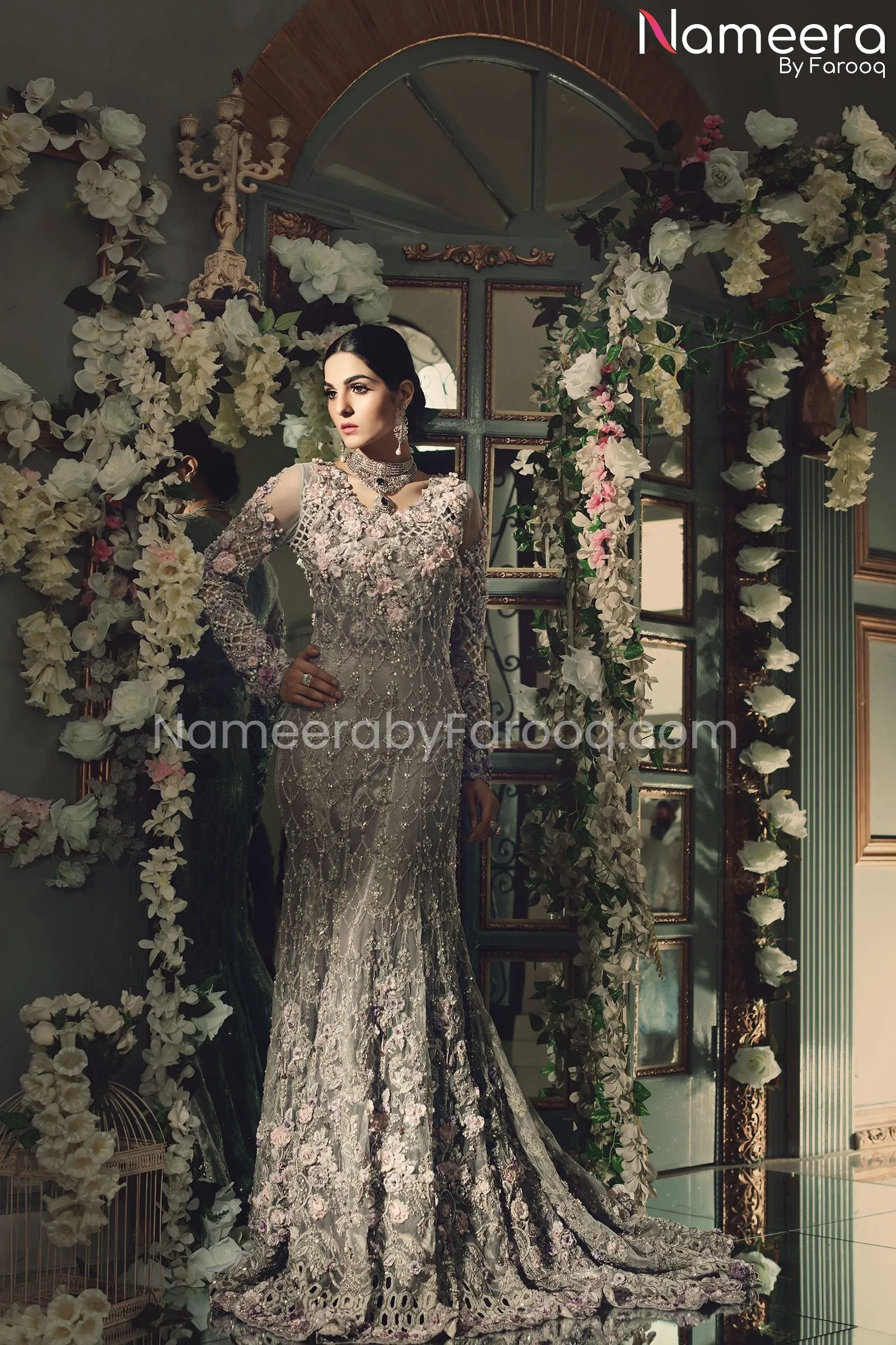 Elegant Grey Pakistani Bridal Maxi Online 2021 #BS78