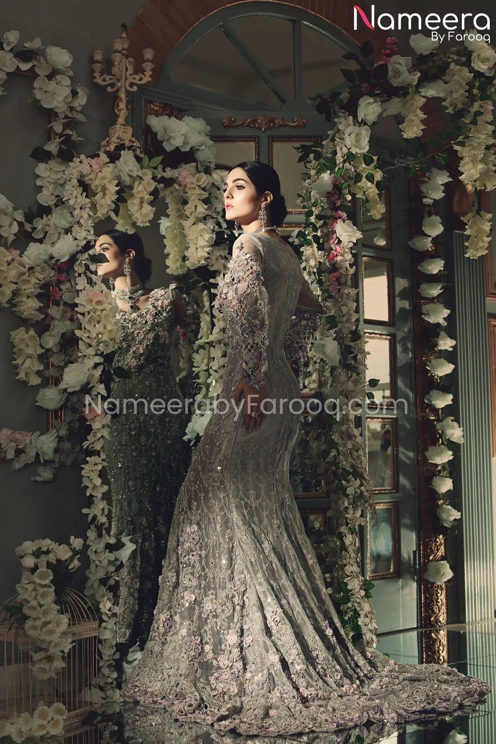 Elegant Grey Pakistani Bridal Maxi Online 2021 #BS78