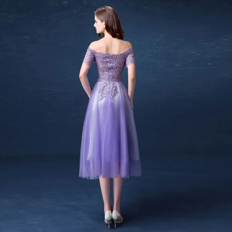 Elegant Off the Shoulder Tulle Flared Cocktail Party Dress