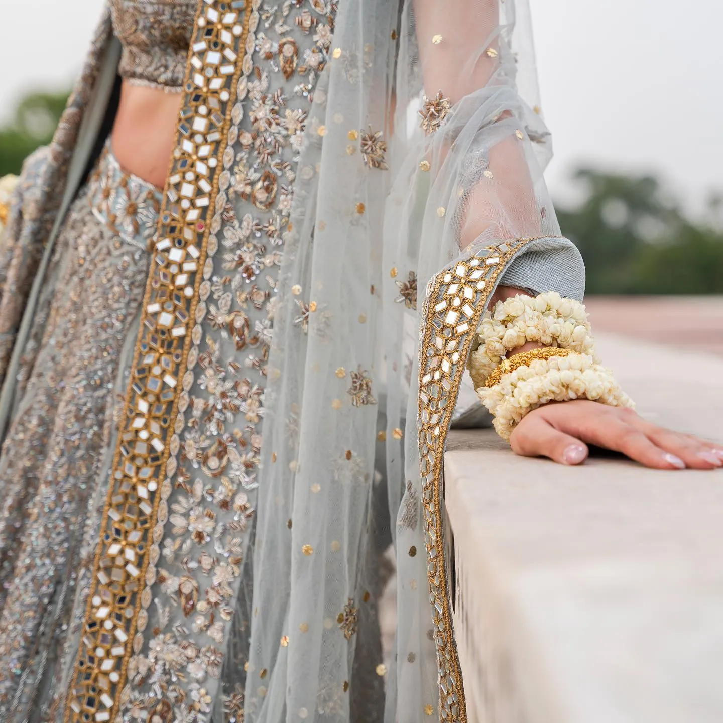 Elegant Pakistani Blue Lehenga Choli and Dupatta Dress