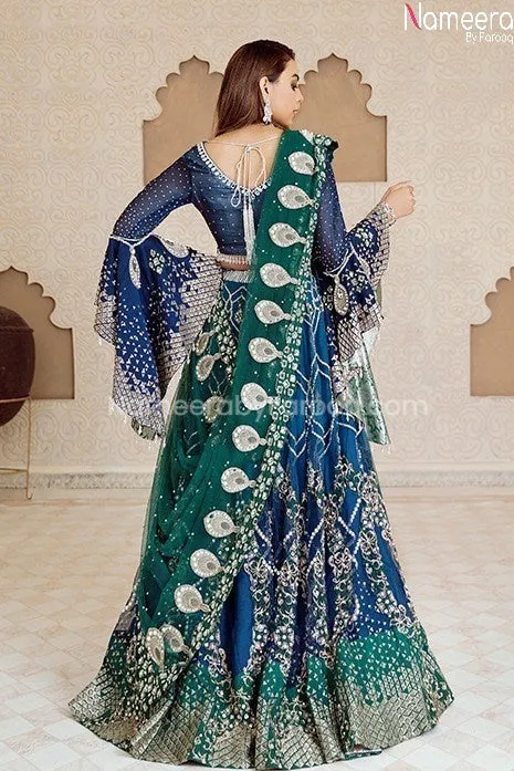 Elegant Pakistani Bridal Dress in Blue Color Online #BB253