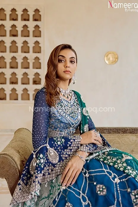Elegant Pakistani Bridal Dress in Blue Color Online #BB253