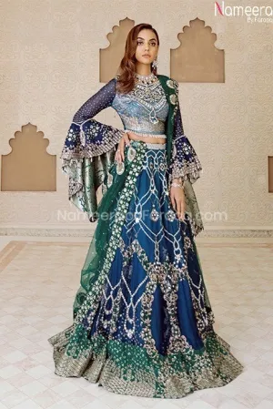 Elegant Pakistani Bridal Dress in Blue Color Online #BB253