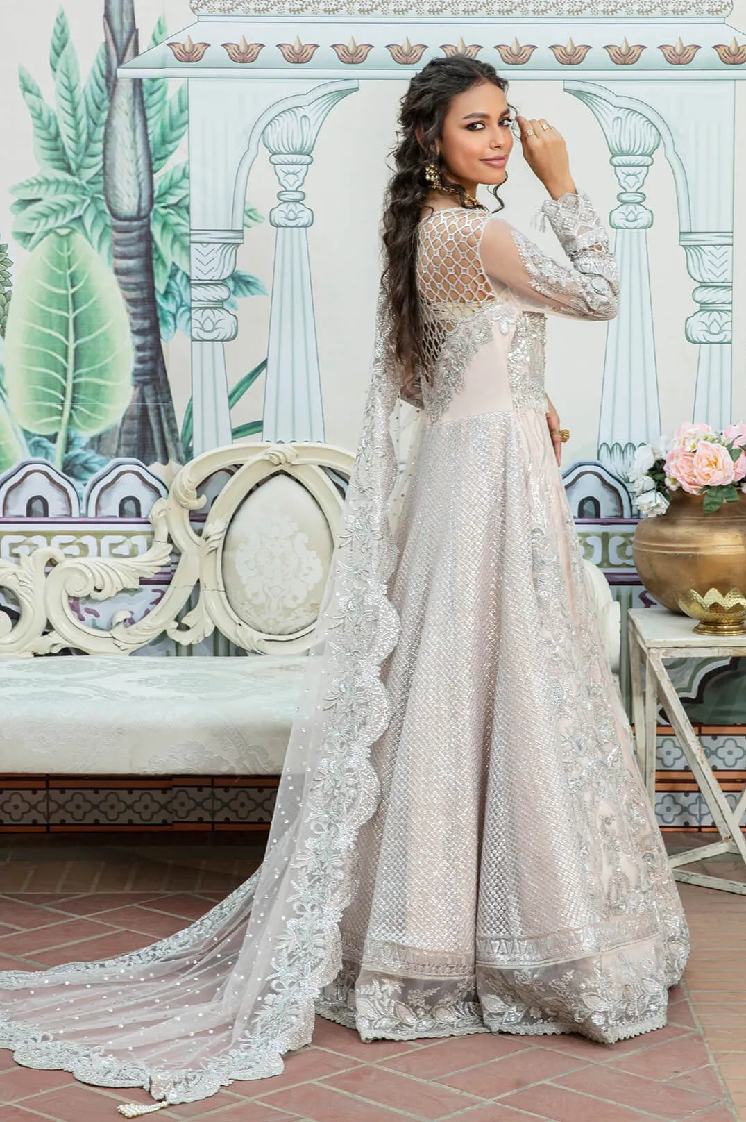 Elegant Pakistani Wedding Dress in Pishwas Frock Style