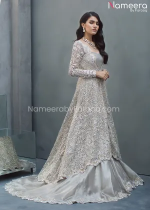Elegant Silver Bridal Dress Pakistani Online #BS102