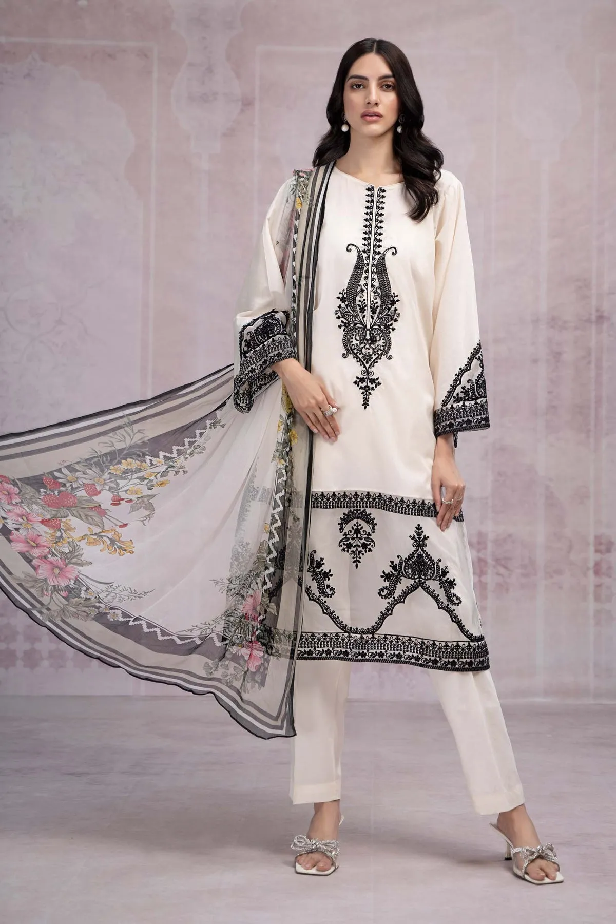 Embellished Maria B Black and White Kameez Salwar Suit