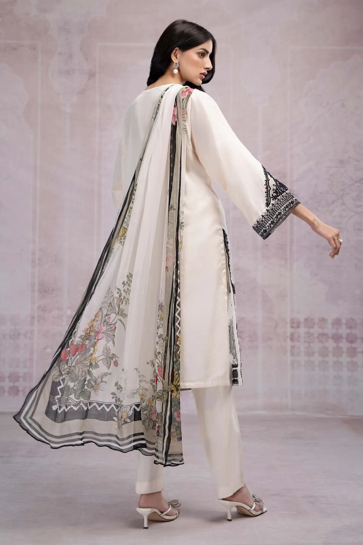 Embellished Maria B Black and White Kameez Salwar Suit