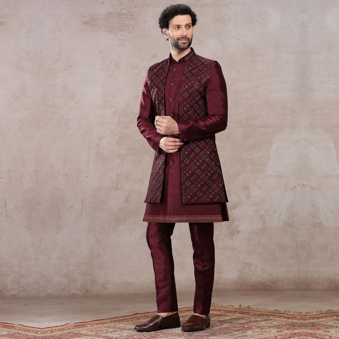 Ember Maroon Indo-Western for Men