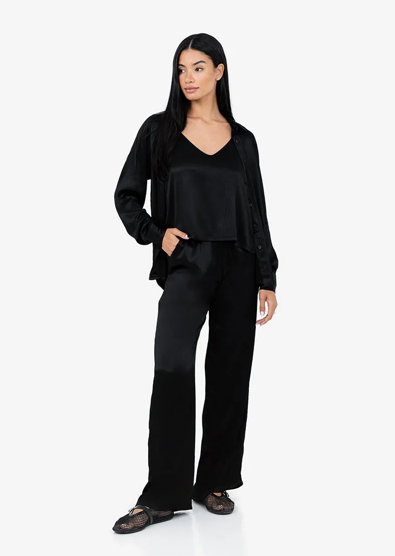 Embody Plisse Trouser Shiny Black