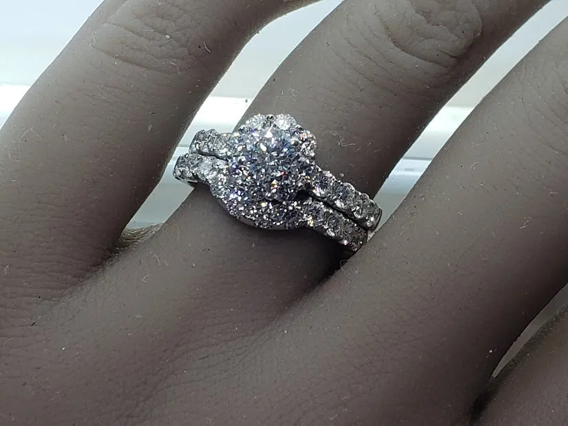 Estate Leo Diamond Wedding Set in 14kt White Gold