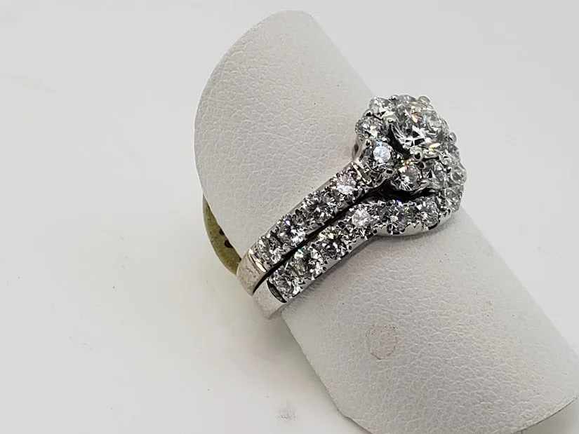 Estate Leo Diamond Wedding Set in 14kt White Gold