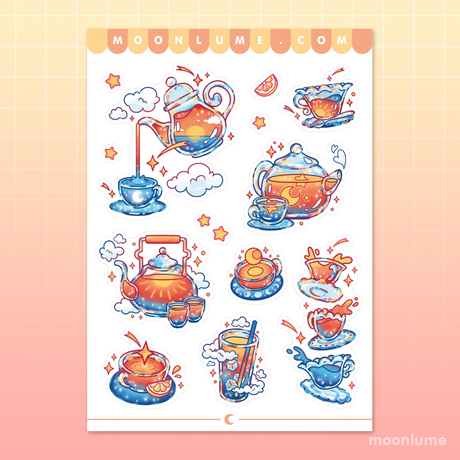 Evening Sunset Tea - matte vinyl sticker sheet